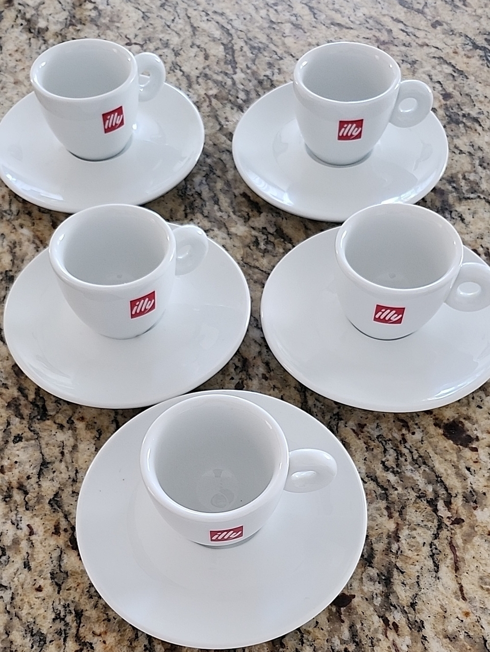 Illy Coffee White Porcelain Espresso Cup and Saucer Set